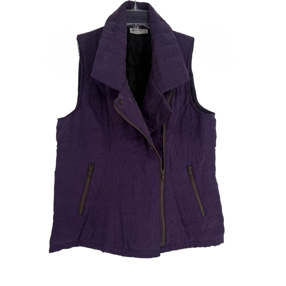 Habitat Vest Quilted Zip Front Lagenlook Career Size M Purple Collared Lined